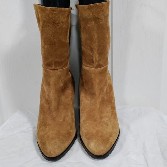 L.K Bennet London Zia Caramel Suede Leather Wedge Heel Ankle Boots Women's 9 - Picture 5 of 9